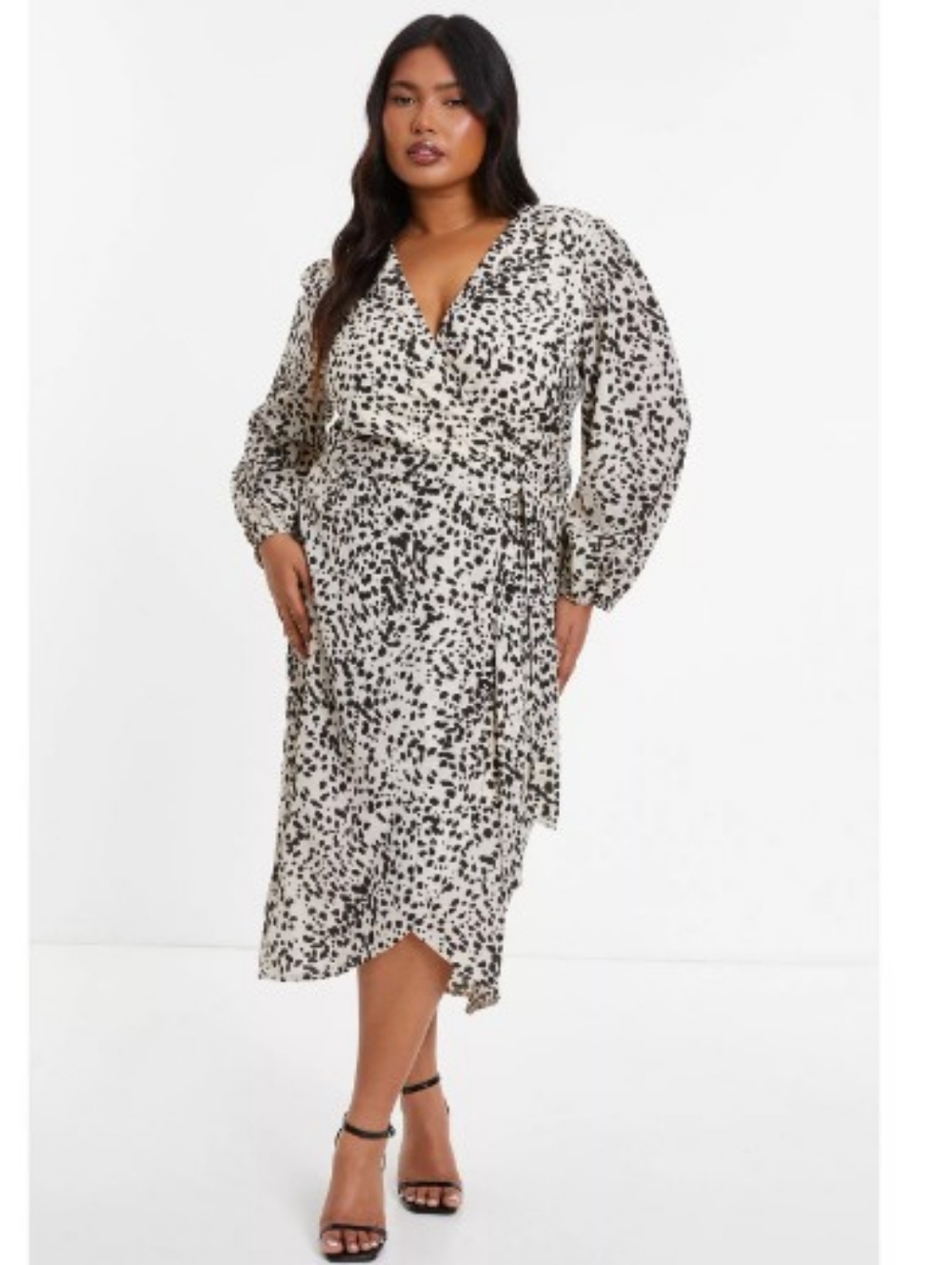 QUIZ Plus Size Animal Print Faux Wrap Midi Dress | Size 20